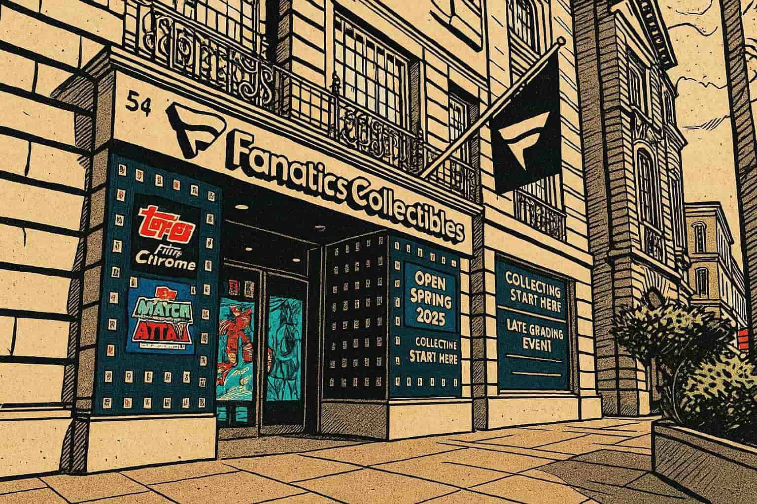 The New Fanatics Store in Regent Street, London (Comic Book style - created by generated AI)